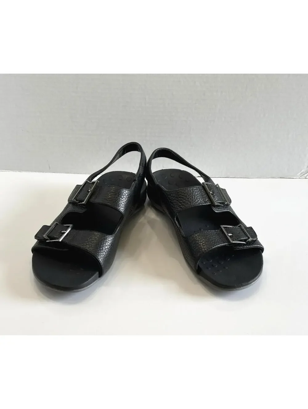 Vionic Albie Women Sz 6.5 Black Leather Strappy Slingback Orthotic Comfy Sandals
